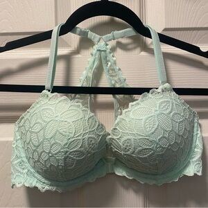 Victoria’s Secret PINK The Date Racerback Mint Lace Push up Bra Size 34D